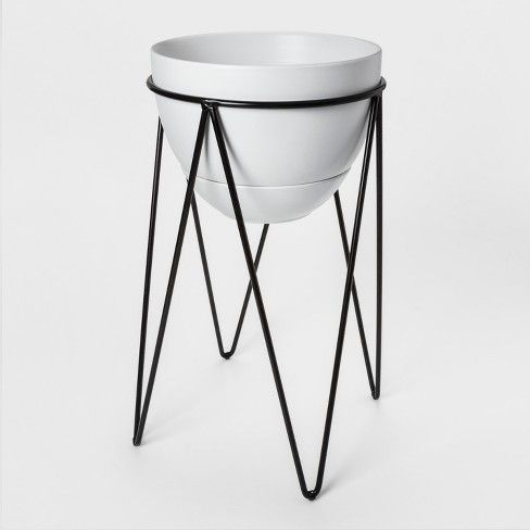 Ceramic Planter With Metal Stand White/Black - Project 62™ | Target
