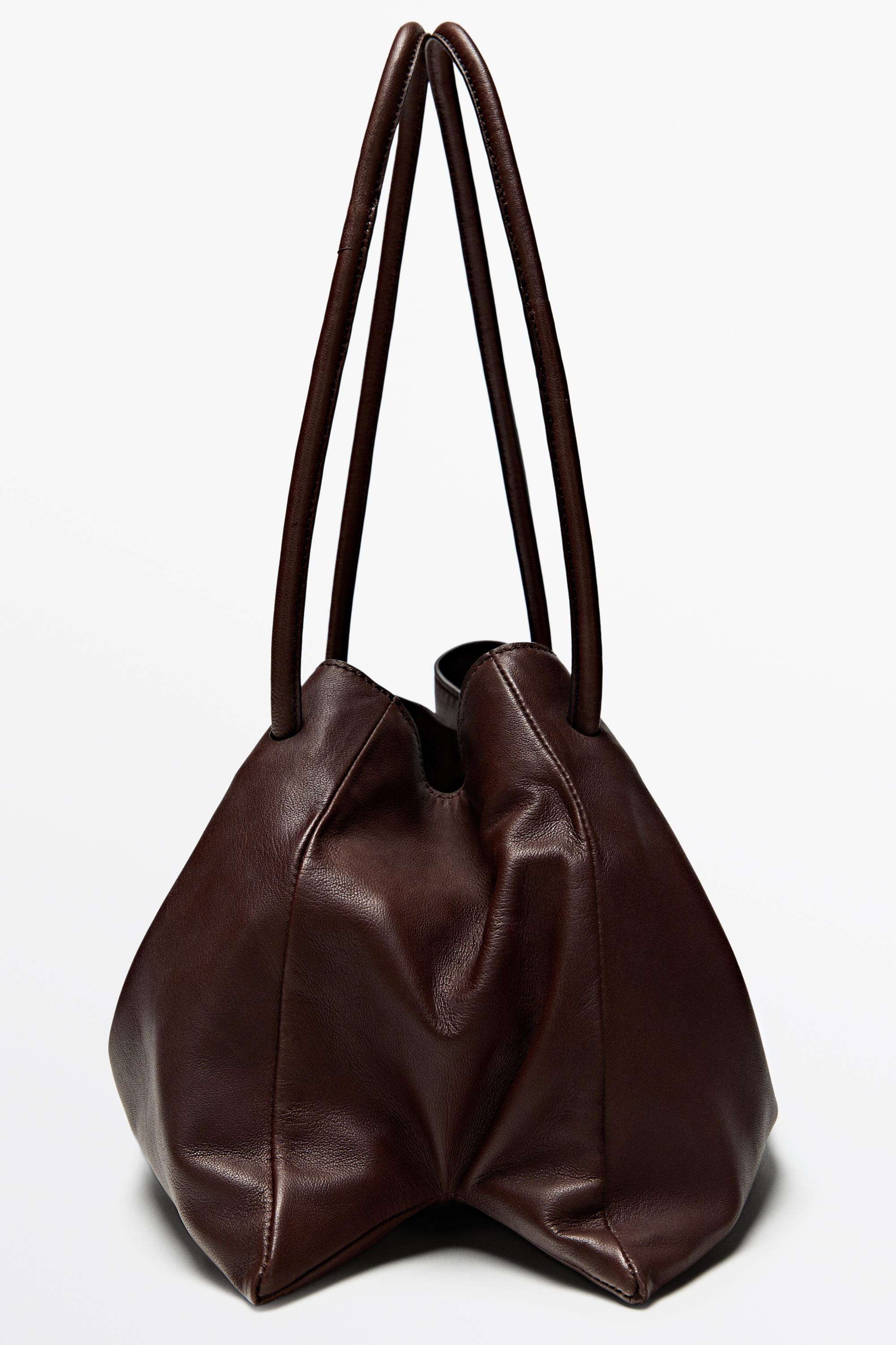 Nappa leather ruffled bag | Massimo Dutti UK