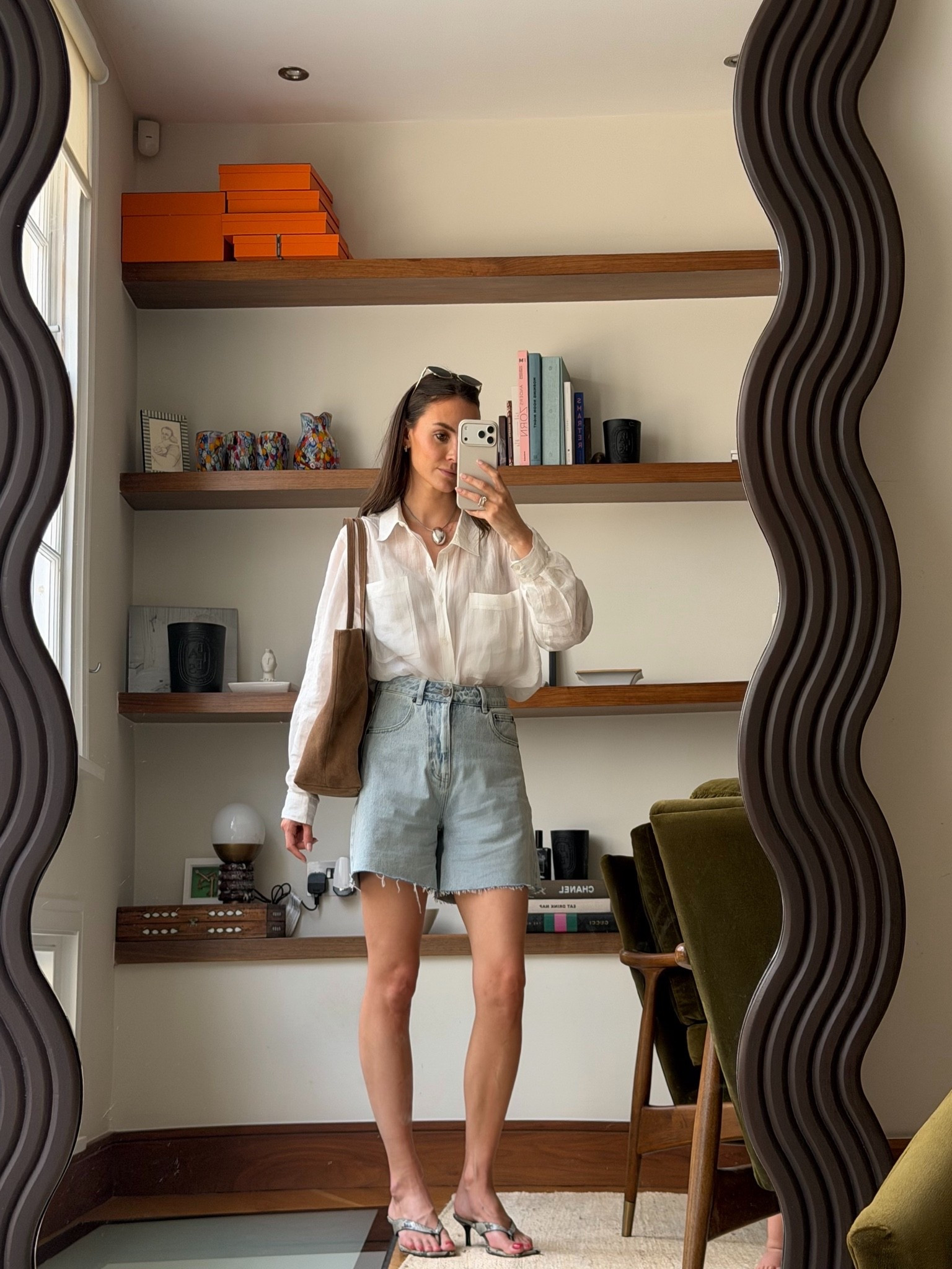 Casual outfit. Summer looks, city look, denim shorts, denim outfit, linen shirt, heatwave outfit

#LTKsummer #LTKeurope #LTKjeans