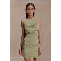 Henley Slinky Drape Mini Dress - Sage I MESHKI I Size S | MESHKI US