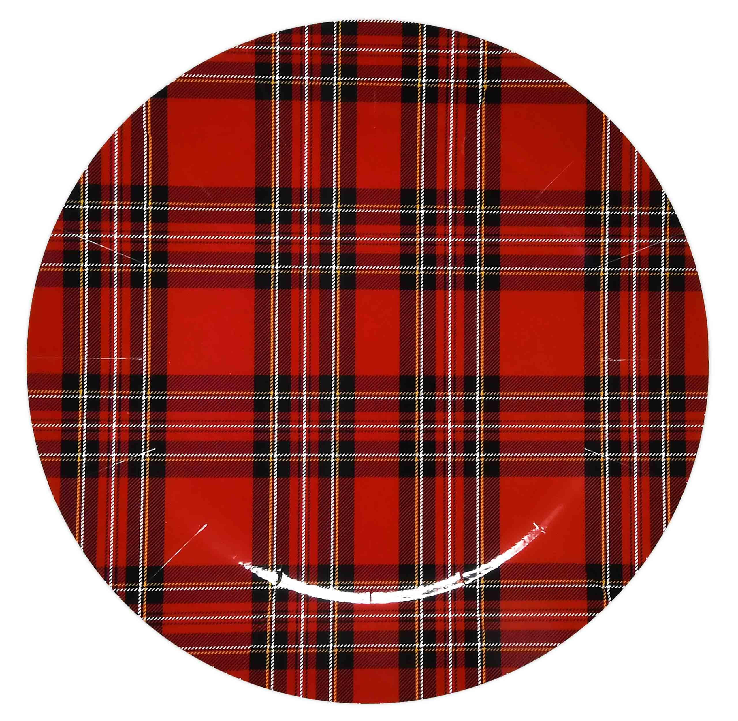 24 Disposable Christmas Buffalo Plaid Round Charger Plates 13" Holiday Dinner Serving Tray Heavy ... | Amazon (US)