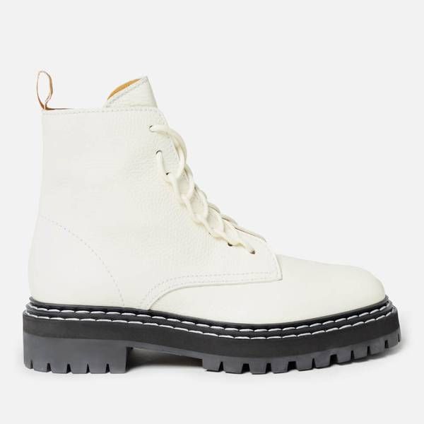 Proenza Schouler Women's Lug Sole Leather Combat Boots - Cream | Coggles (Global)