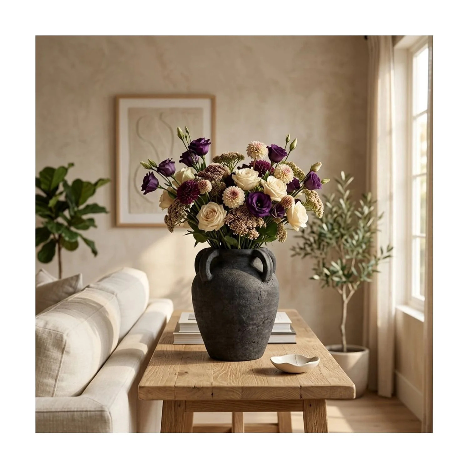 Terracotta Jug Vase with Multi Handle for Living Room Decor - Modern Home Decor Accent for Bedroo... | Walmart (US)