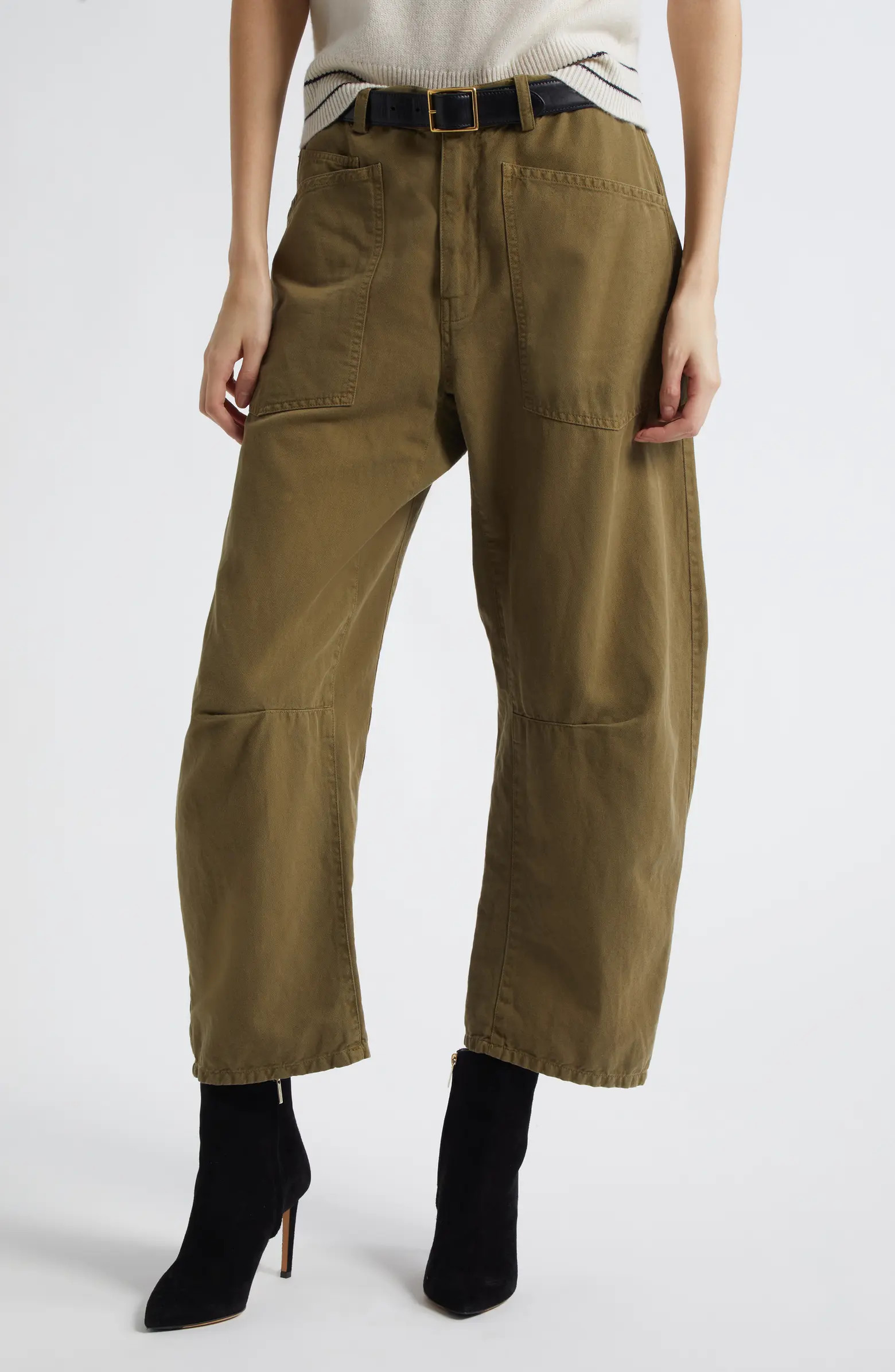 Shon Barrel Leg Cotton Twill Pants | Nordstrom