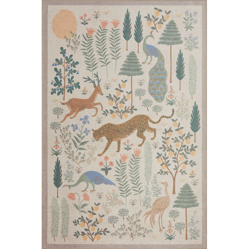 Rifle Paper Co. x Loloi Menagerie MEN-01 Les Fauves Cream Rug | Wayfair North America