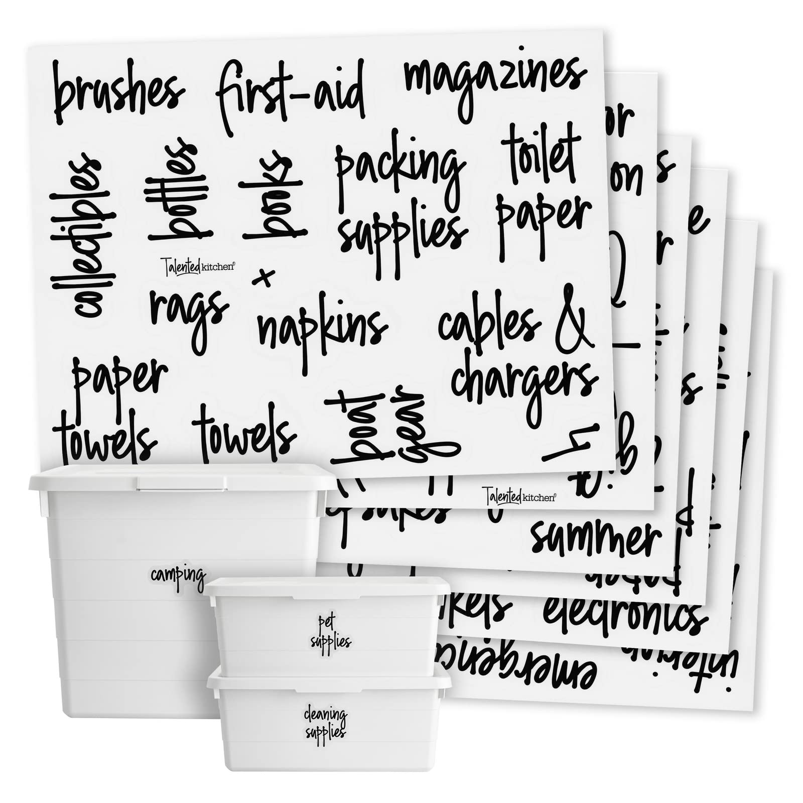 Talented Kitchen Removable Storage Bin Labels - Preprinted Water-Resistant Script Labels - Easy P... | Amazon (US)