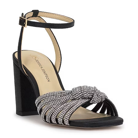 JS Jessica Simpson Sennsol Womens Round Open Toe Block Heel Pumps, 9 1/2 Medium, Black | JCPenney
