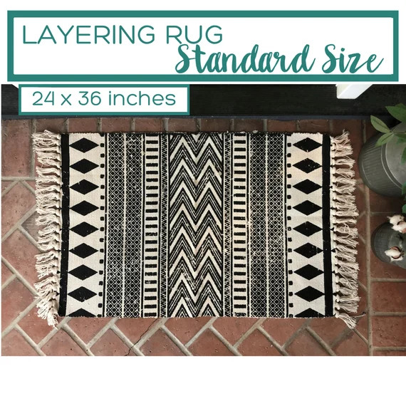Black and White Pattern Area Rug / Doormat Layering Rug / | Etsy | Etsy (US)