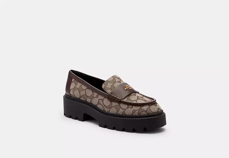 Coach Outlet Lucy Loafer In Signature Jacquard - Brown, Size: 5.5 | Coach Outlet US