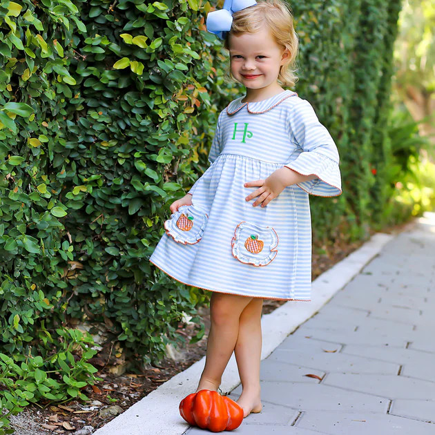 Light Blue Stripe Caroline Dress | Classic Whimsy