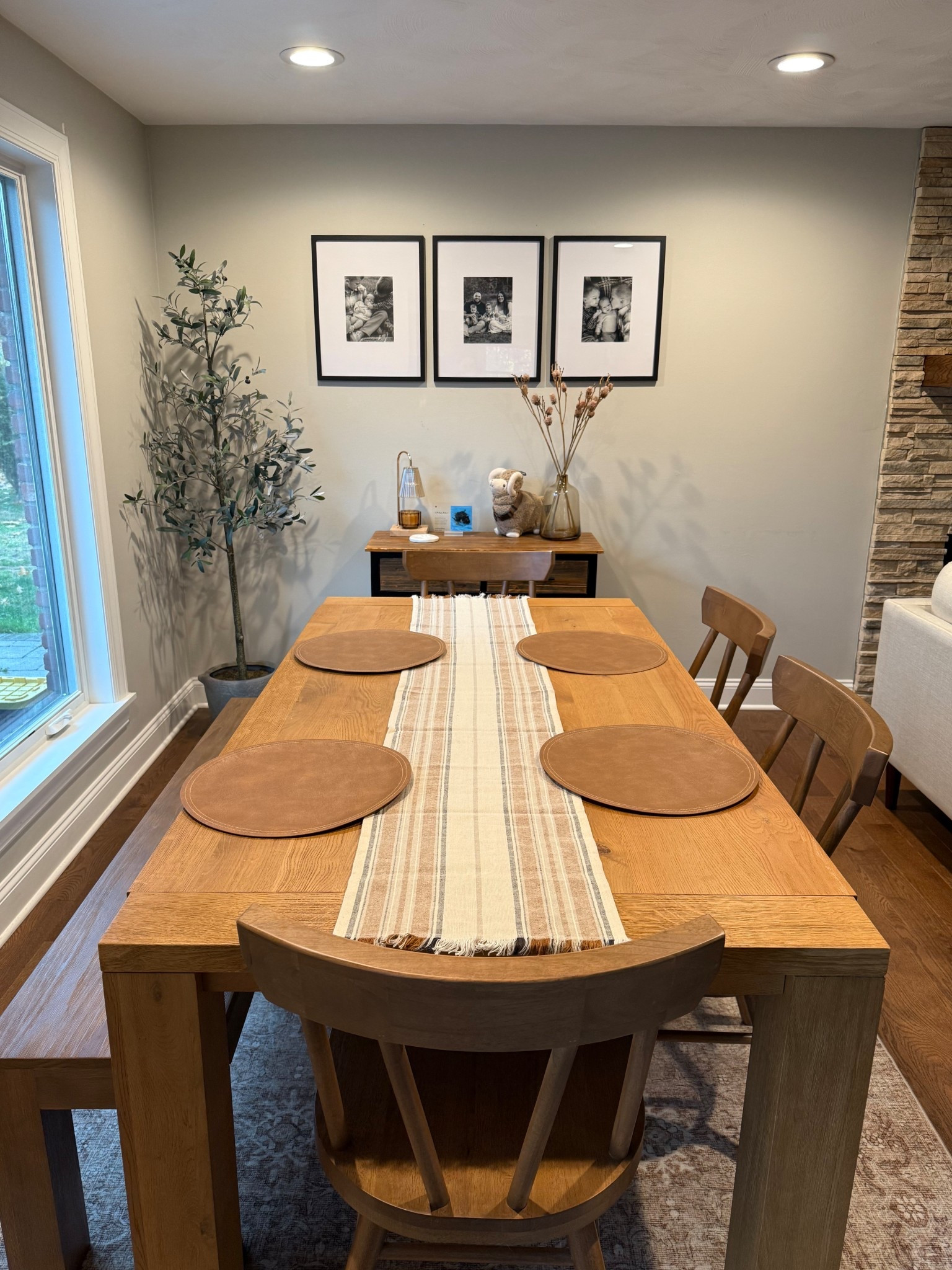 Obsessed with our new dining table and chairs! The table was a marketplace score 😍. Framed our most recent family photos too. All linked here!

#LTKFamily #LTKHome #LTKGiftGuide