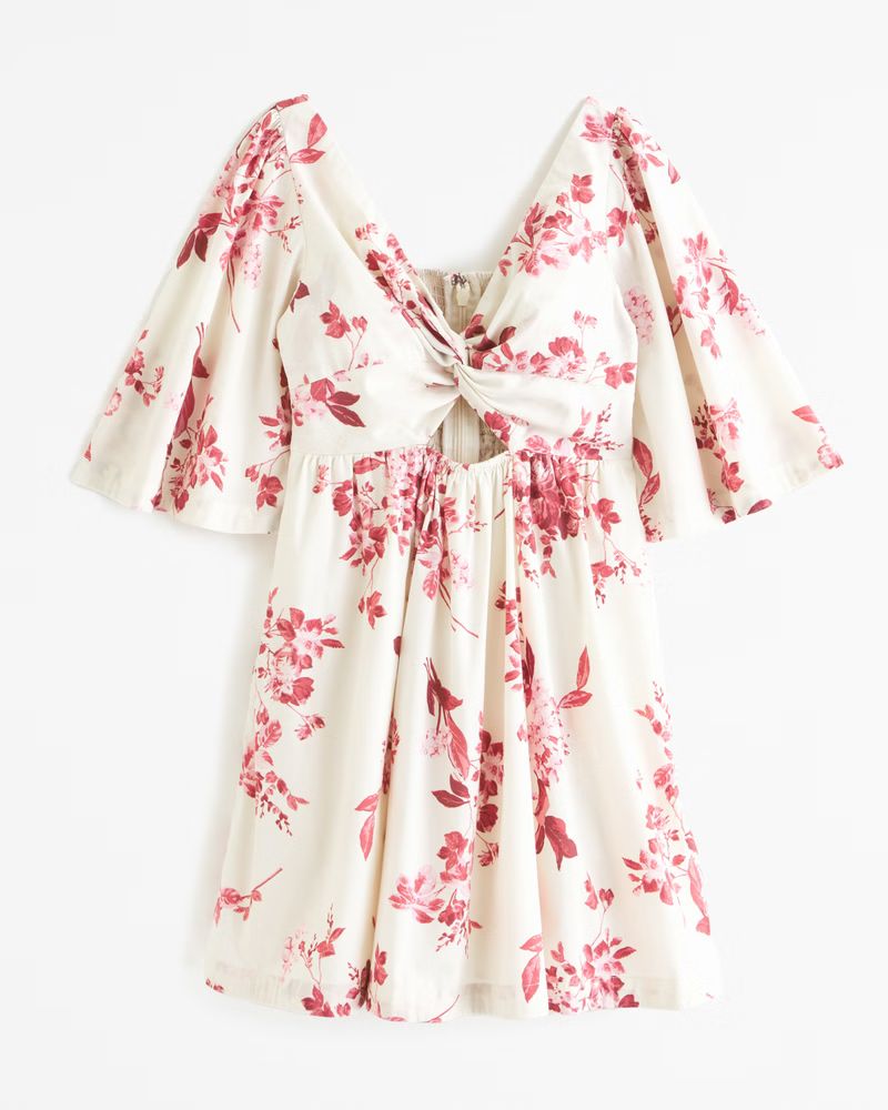 Twist-Front Poplin Mini Dress | Abercrombie & Fitch (US)