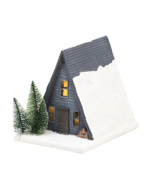 7.5in Led Resin Snowy Cabin | TJ Maxx
