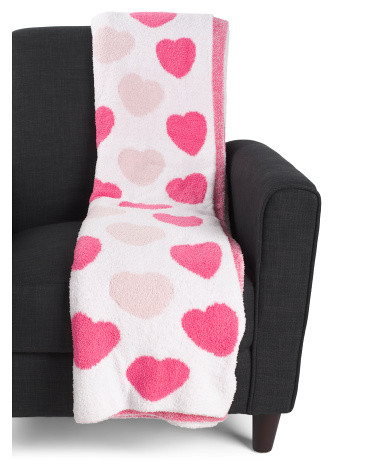 Scattered Hearts Feather Knit Throw | TJ Maxx