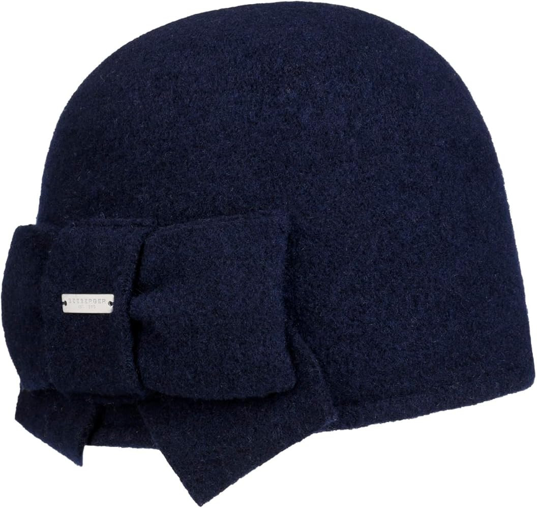 Seeberger Wollmütze mit Deko-Schleife Marineblau | Amazon (DE)