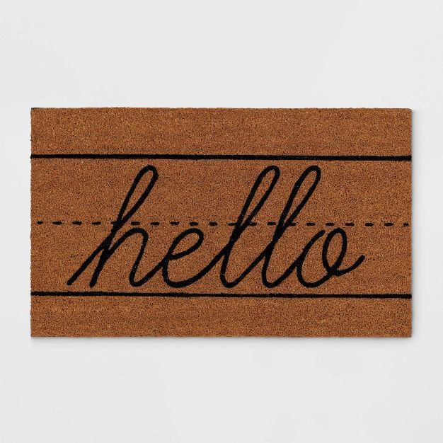 1'6"x2'6" Hello Cursive Coir Doormat - Room Essentials™ | Target