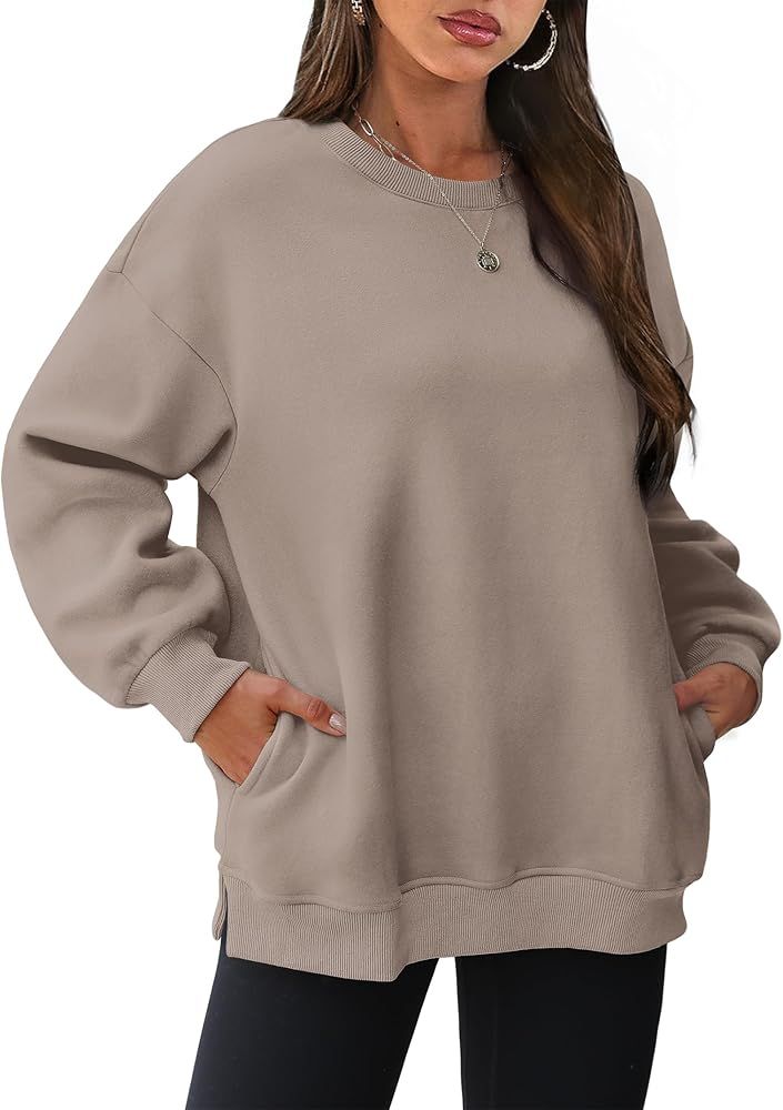 WIHOLL Womens Oversized Sweatshirts Crewneck Long Sleeve Tops Fleece Pullover Fall Fashion Clothe... | Amazon (US)