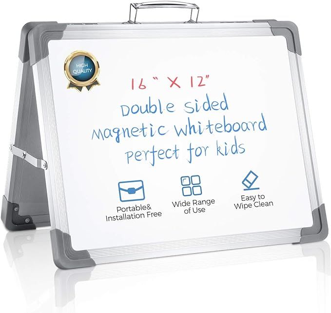 RIOFLY Small Dry Erase Board - 16" x 12" Magnetic Double Sided Desktop Whiteboard Portable Easel ... | Amazon (US)
