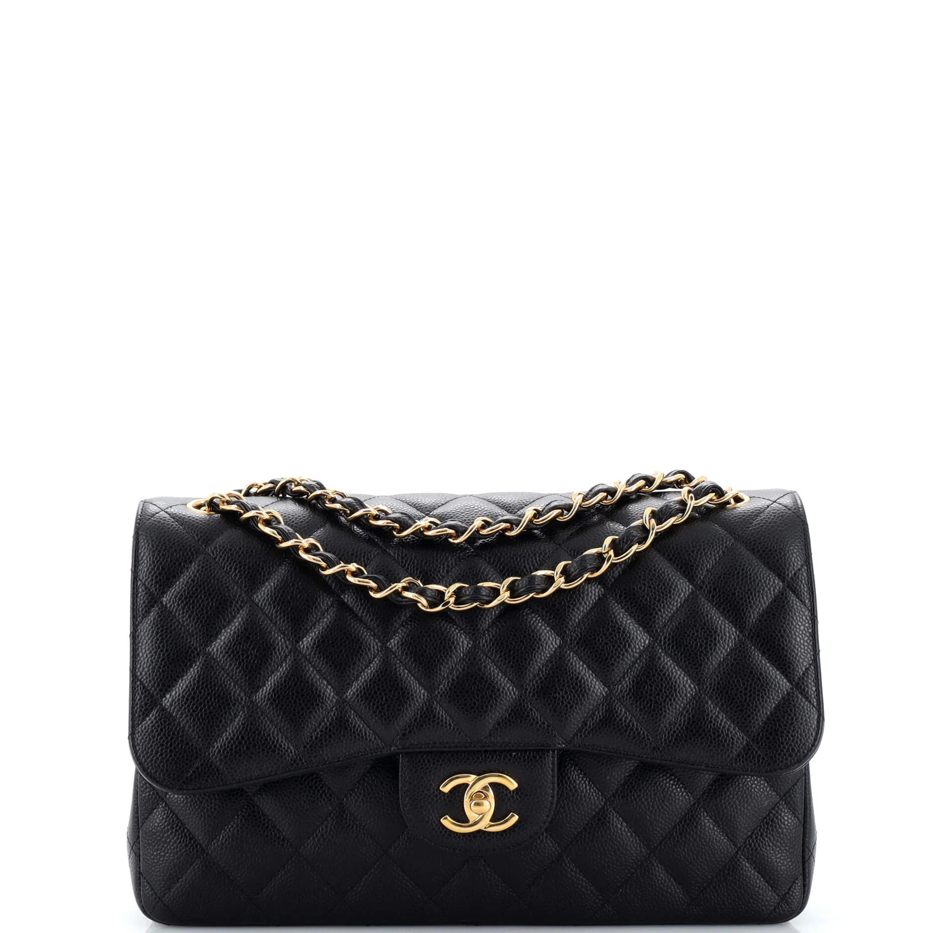 CHANEL Classic Double Flap Bag Quilted Caviar Jumbo | Rebag