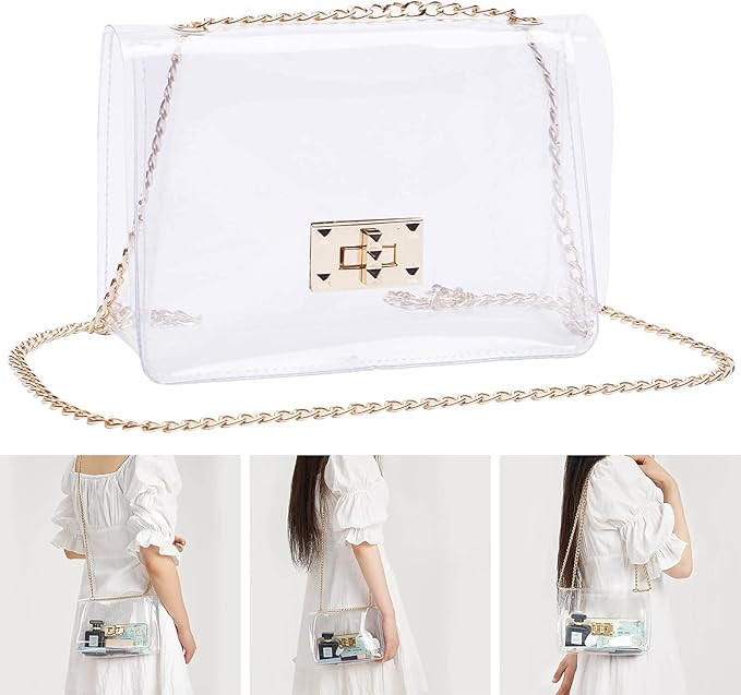 Amazon.com : COROMAY Clear Purse for Women, Clear Crossbody Bag Stadium Approved, Clear Handbag C... | Amazon (US)