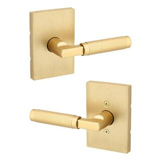 Kwikset Prava Satin Brass Hall/Closet Door Handle 720PVL RCT 4 CP - The Home Depot | The Home Depot