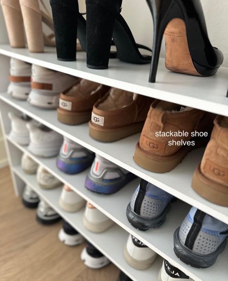 my go to organizer for shoes — these stackable shelves!
