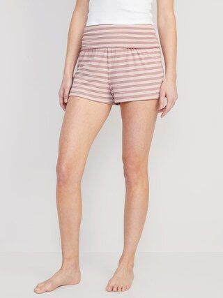 Mid-Rise UltraLite Foldover-Waist Rib-Knit Lounge Shorts for Women -- 3-inch inseam | Old Navy (US)
