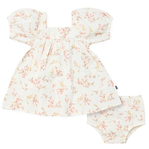 Modern Moments by Gerber Baby Girls' 2-Piece Puffed Sleeve Dress & Diaper Cover Set, Ivory Bunches Floral, 24 Months | Amazon (US)