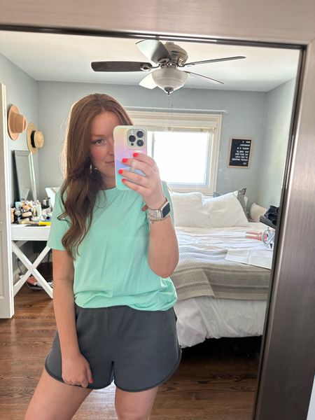 My go to summer outfit. This is my favorite basic tee. Wearing a size 10 here and fits tts. These shorts are a L and super comfy

#LTKFitness #LTKSeasonal #LTKbump