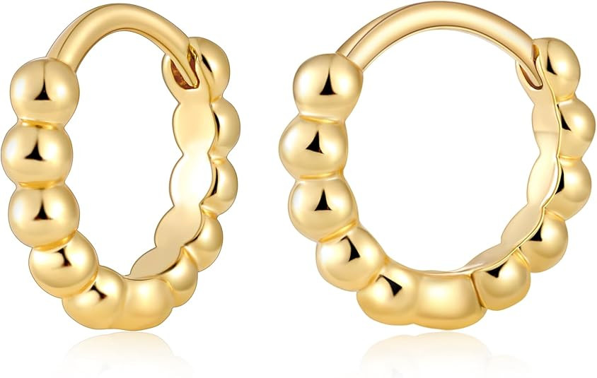 Fiusem Huggie Hoop Earrings for Women 14K Gold Plated, Small Dainty Earrings for Women, Hypoaller... | Amazon (US)
