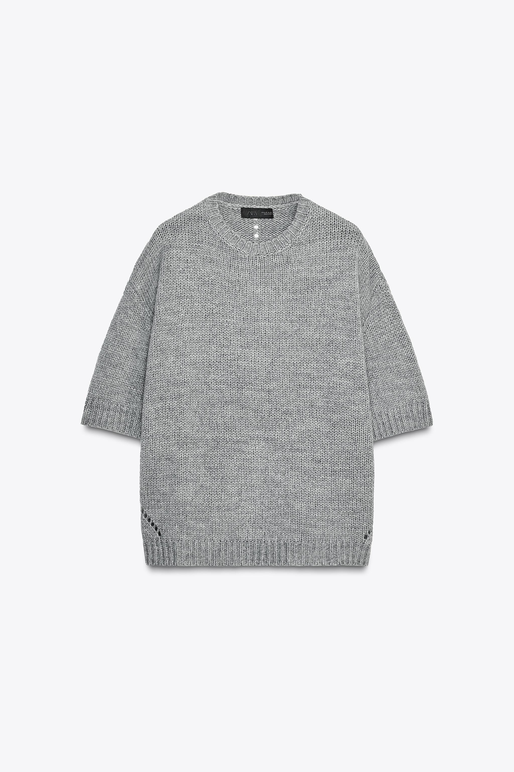 OVERSIZED SHORT SLEEVE KNIT SWEATER | Zara US