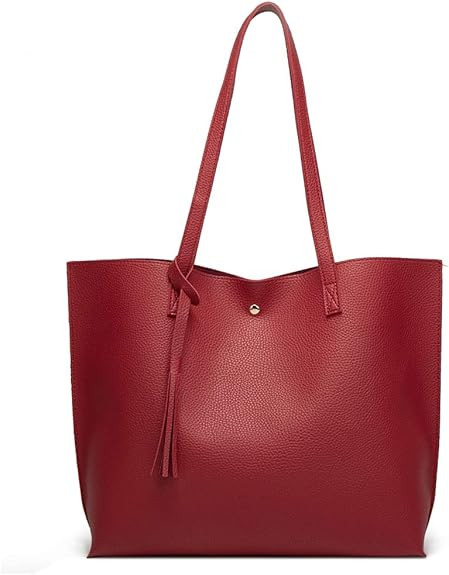 Dreubea Women's Soft Faux Leather Tote Shoulder Bag from, Big Capacity Tassel Handbag | Amazon (US)