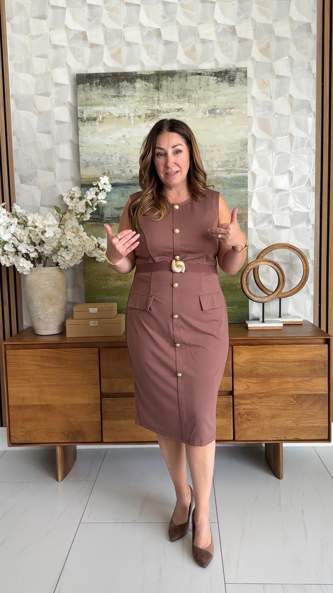 This Grace Karin brown button dress so polished yet still under $45 perfect for summer workwear.  It's a little too thin for what I was going for but if you live somewhere HOT this one is for you!
📏 Wearing dress in tts, L

#LTKOver40 #LTKMidsize #LTKWorkwear