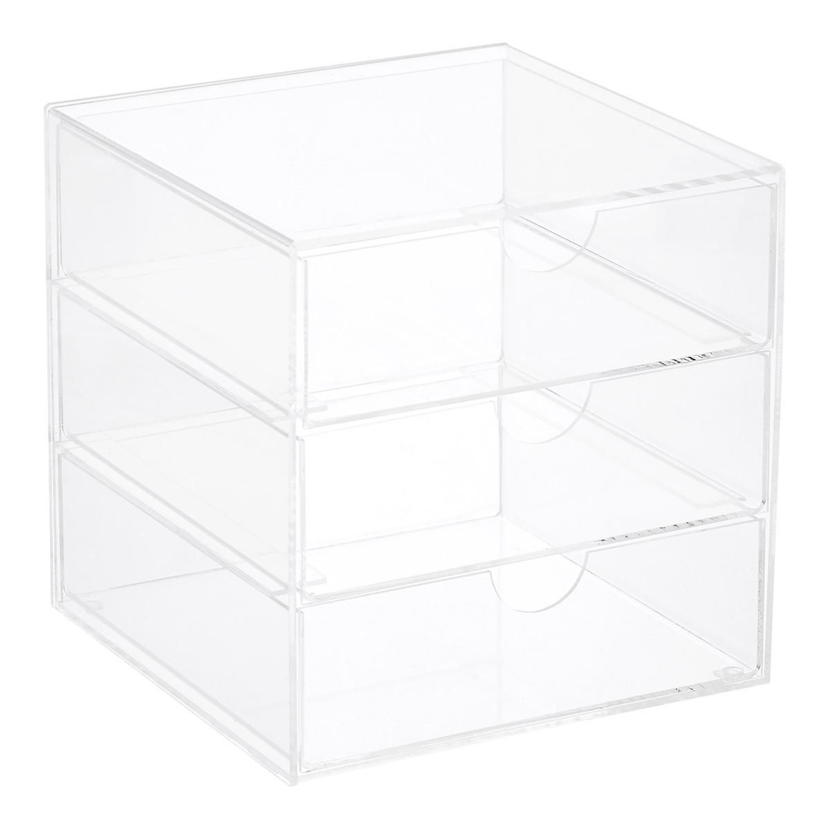 3-Drawer Premium Acrylic Accessory Box | The Container Store