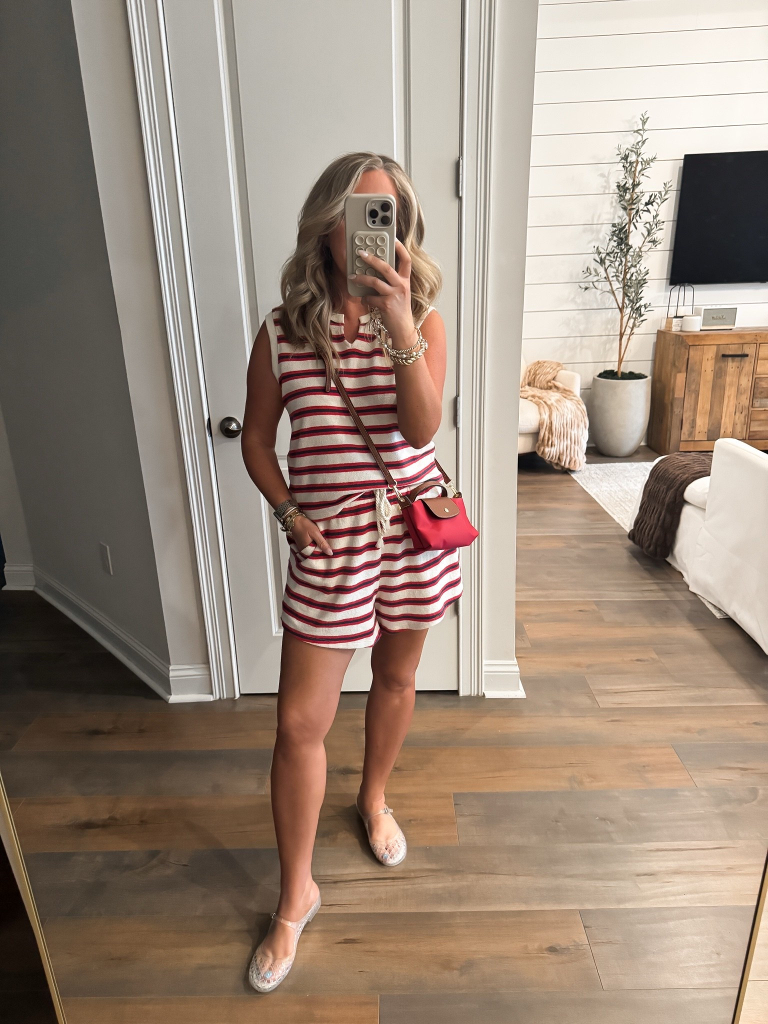 Target fashion target finds MDW outfit, red stripe set shorts have pockets size small top medium bottom