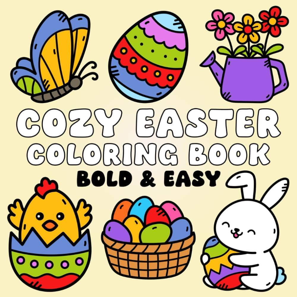 Easter Basket Stuffers: Cozy Easter: Bold & Easy Coloring Book Featuring Relaxing Easter Designs,... | Amazon (US)
