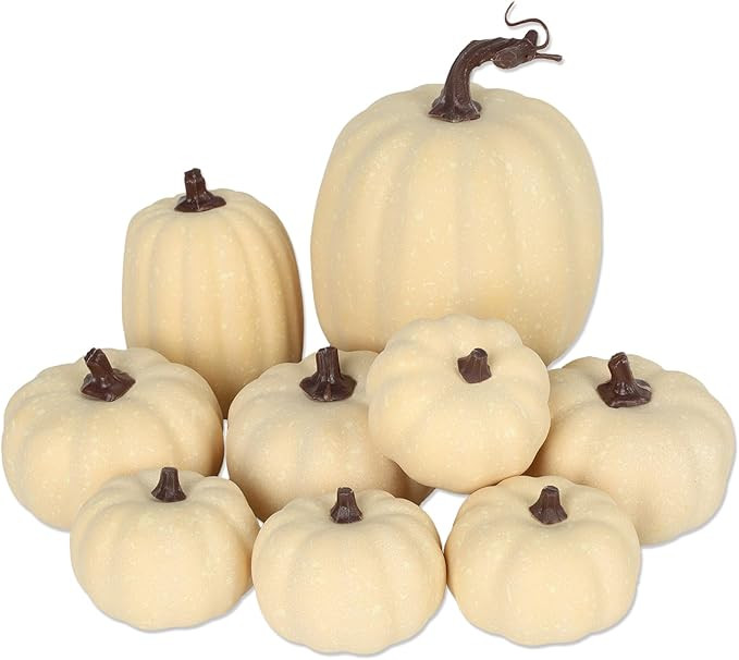 9PCS Fall Pumpkin Decor - Plastic Artificial Fake Pumpkins Used for Home Party Outdoor Decor and ... | Amazon (US)