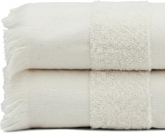 Lightweight Turkish Beach Towel - 100% BCI Cotton, Unbleached Raw Fringe, Oeko-TEX Certified, Abs... | Amazon (US)