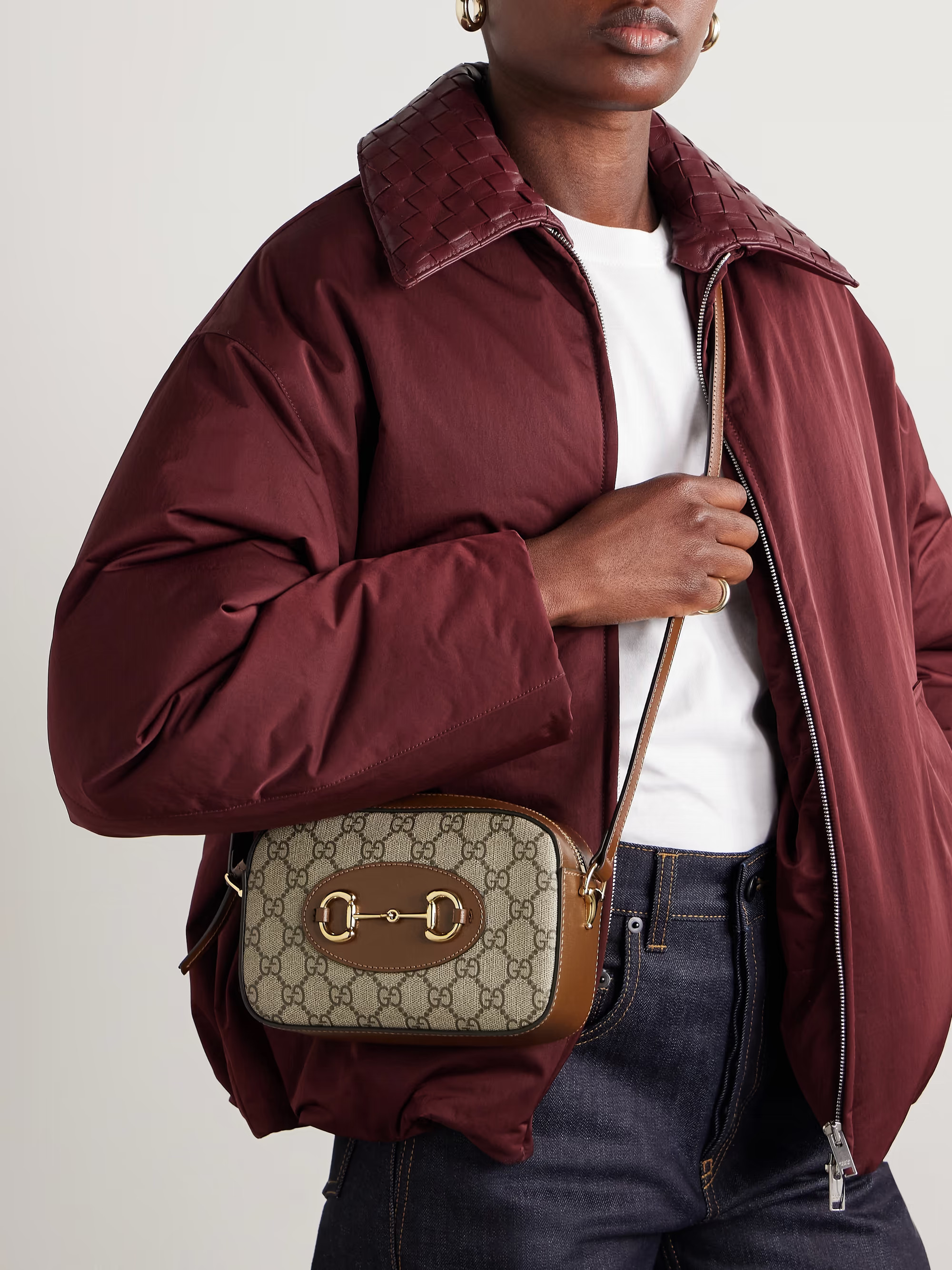 Horsebit 1955 leather-trimmed canvas-jacquard camera bag | NET-A-PORTER APAC