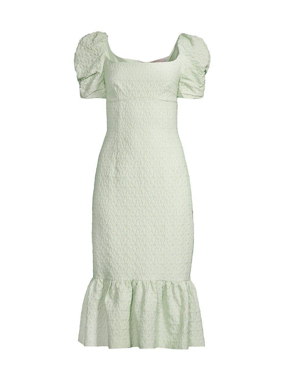 Cloqué Puff-Sleeve Midi-Dress | Saks Fifth Avenue
