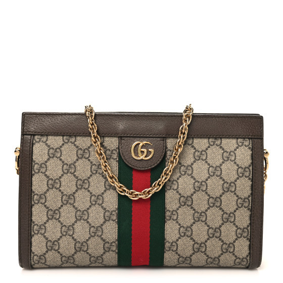 Gucci: All/Bags/GUCCI GG Supreme Monogram Web Small Ophidia Chain Shoulder Bag Brown | FASHIONPHILE (US)