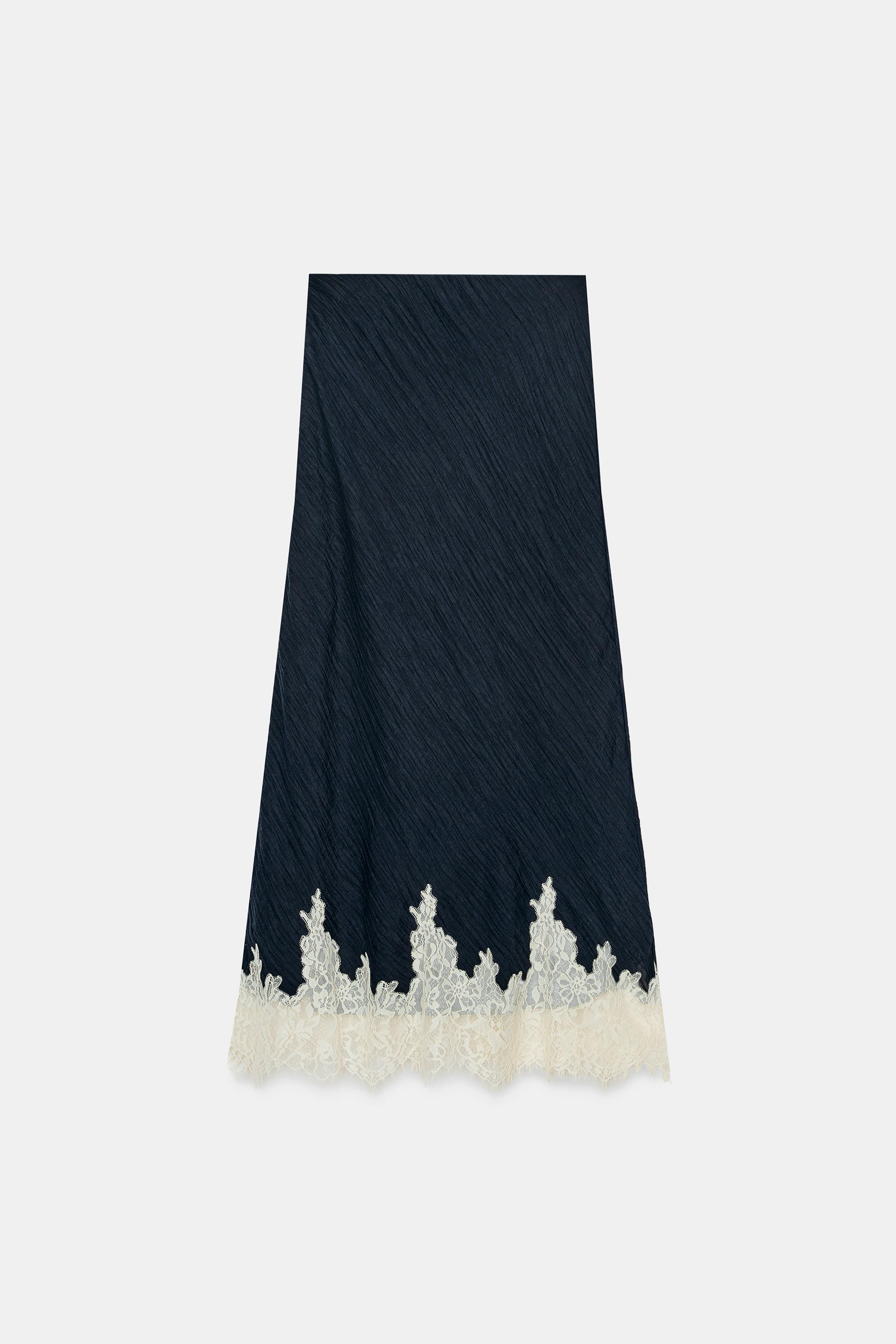LACE TRIM MIDI SKIRT | Zara US