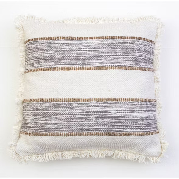 Oversize Bodhi Jute Rope Fringe Trim Throw Pillow - Decor Therapy | Target