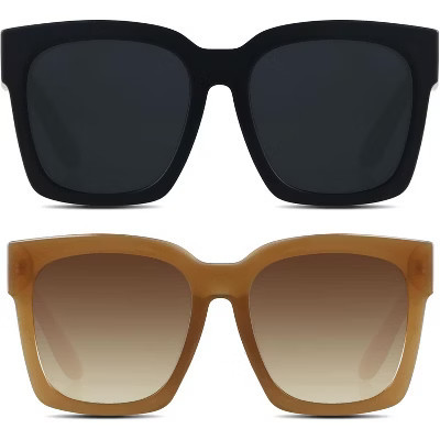 Sunglasses Large Square Wide Frame Shades Retro Trendy Fashion UV Protection Matte Black + Brown-SIZE: Large to XXL 5.71×2.13×6.02 | Target