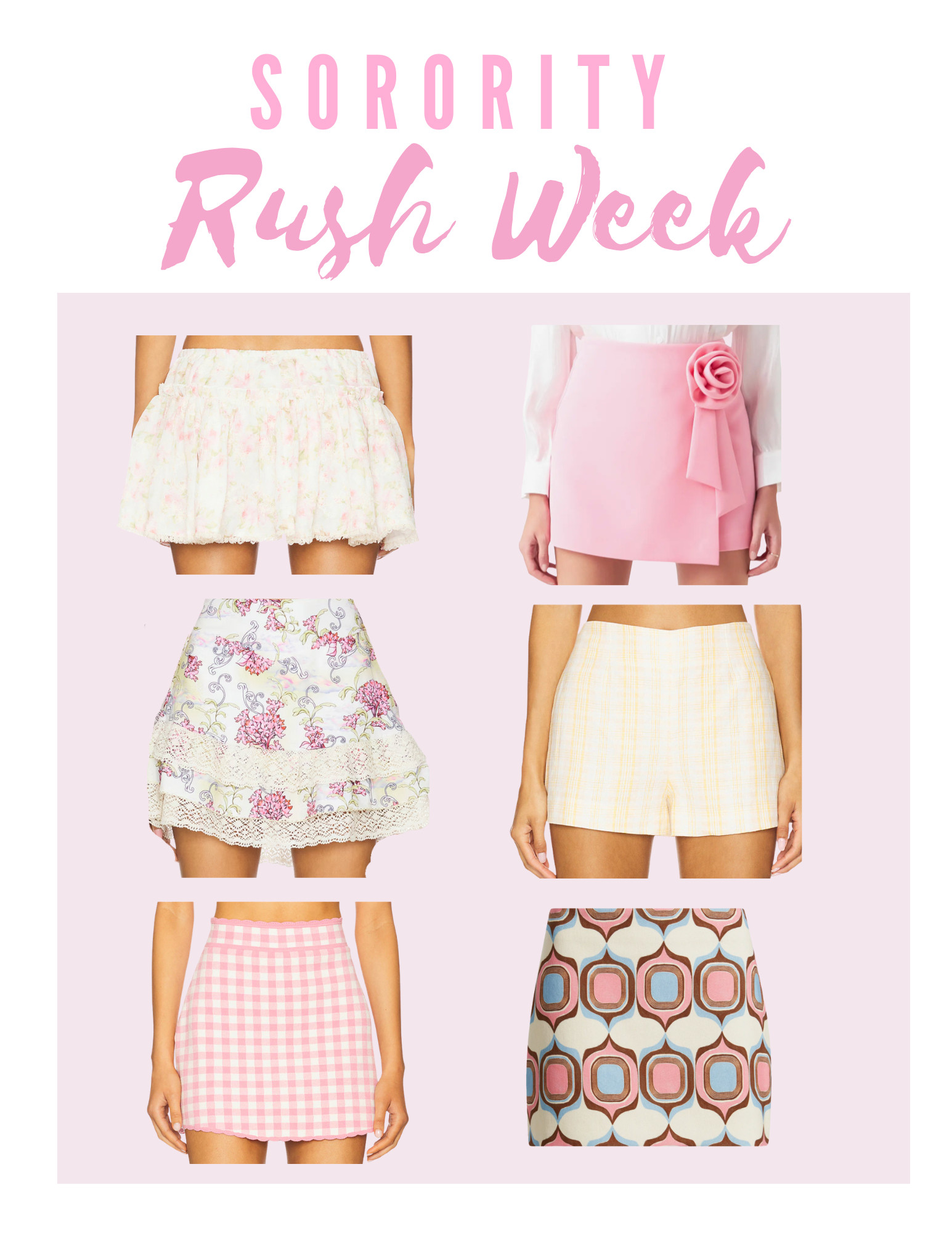 ✨ **Sorority Rush Skirt + Shorts Inspo! | Philanthropy Round 💕**
Philanthropy round is all about showing off your personality *and* your style — and these skirt + short outfit combos are giving confident, cute, and totally rush-approved. 🤍

Think classy mini skirts, tailored shorts, and easy-to-style tops that keep you comfortable while still looking polished. Whether your chapter dress code is casual-chic or preppy-girly, I’ve linked my favorite picks that are perfect for day two of recruitment.

Tap to shop looks you’ll wear way beyond rush week! 🎓🎀

\#SororityRush #PhilanthropyRound #RushOutfitIdeas #LTKRush #LTKBacktoSchool #SororityStyle #LTKCollege #RecruitmentReady

 

 #LTKSeasonal #LTKU #LTKStyleTip