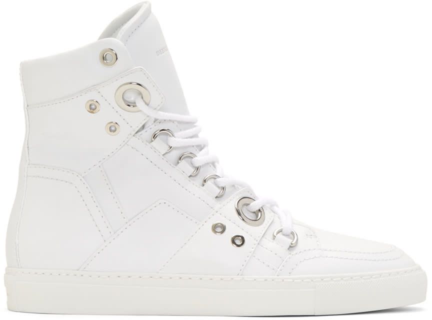 Diesel Black Gold White Leather High-top Sneakers | SSENSE