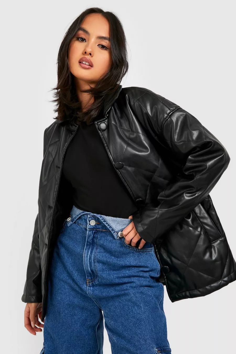 Pu Quilted Jacket | Boohoo.com (US & CA)