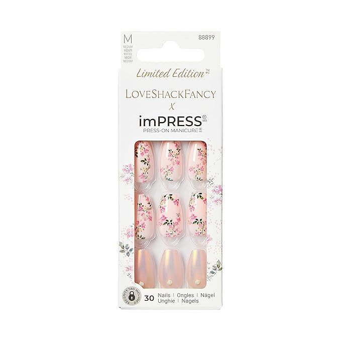 KISS LoveShackFancy x imPRESS Press-On Manicure Limited Edition, Style "Rosie Peach Sky" Medium C... | Amazon (US)