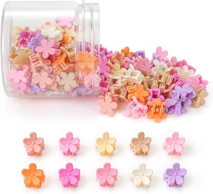 Mini Flower Hair Clips 100Pcs, Small Hair Clips Mini Claw Clips Cute Jaw Clips Hair Pins Hair Bar... | Amazon (US)