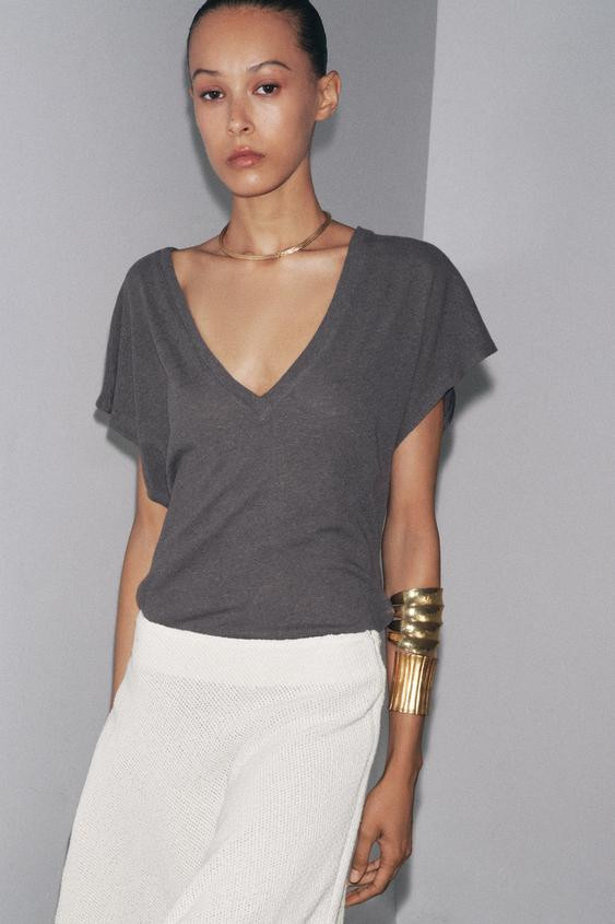 COTTON - LINEN BLEND T-SHIRT | Zara UK